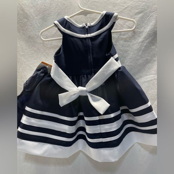 Bonnie Jean Exclusive dress w/ bloomers. 12 months. NWT. Navy/White - Picture 4 of 10